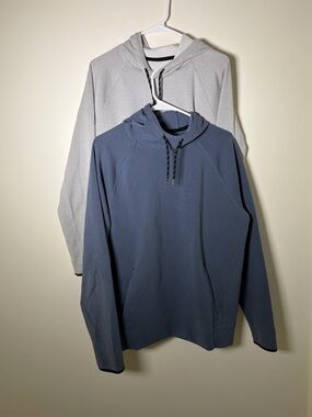 Old Navy Men's Large Hooded Pullover Sweatshirts - Blue & Light Gray